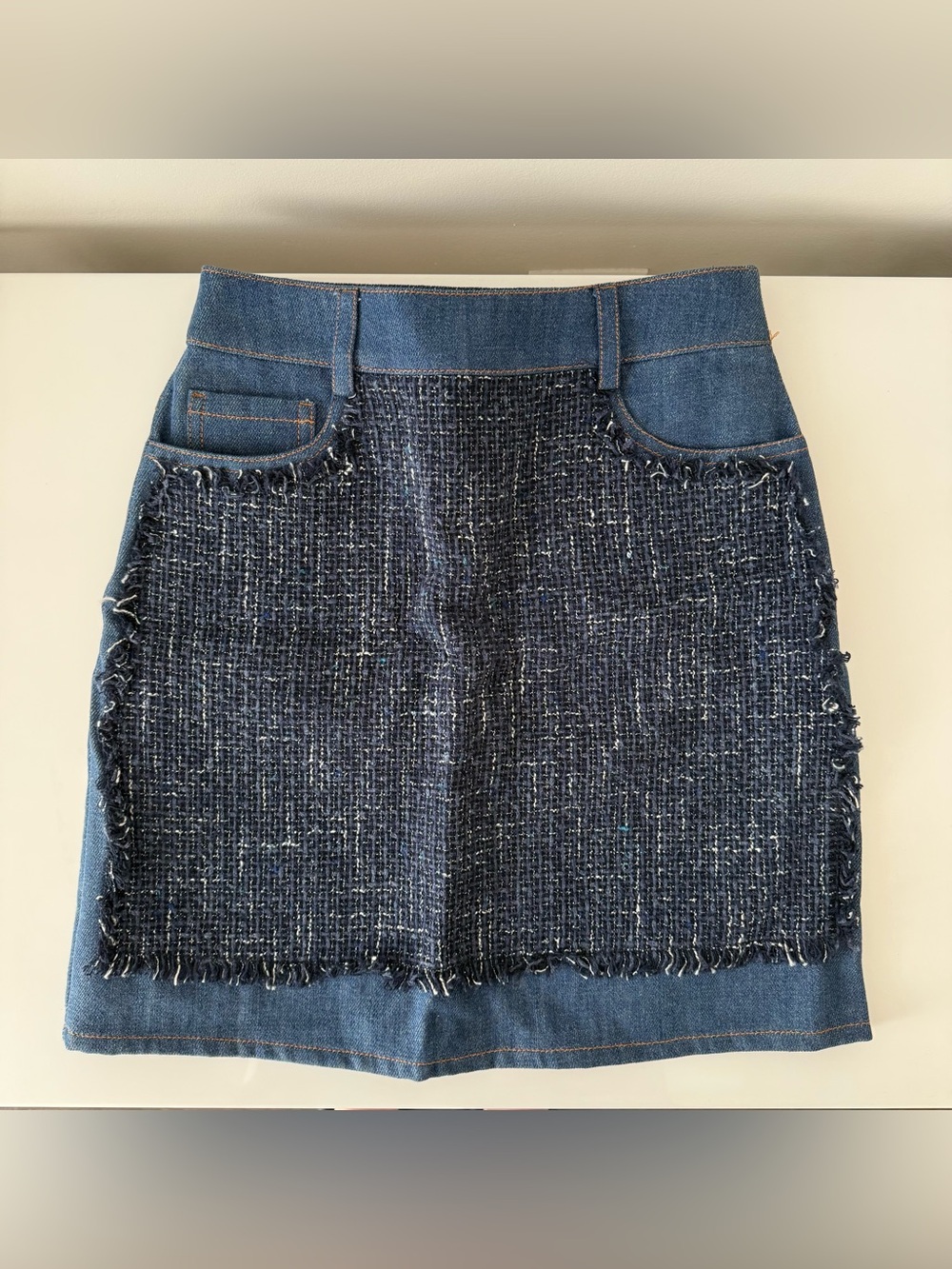 Moschino Denim Tweed Mini Skirt - Navy Blue